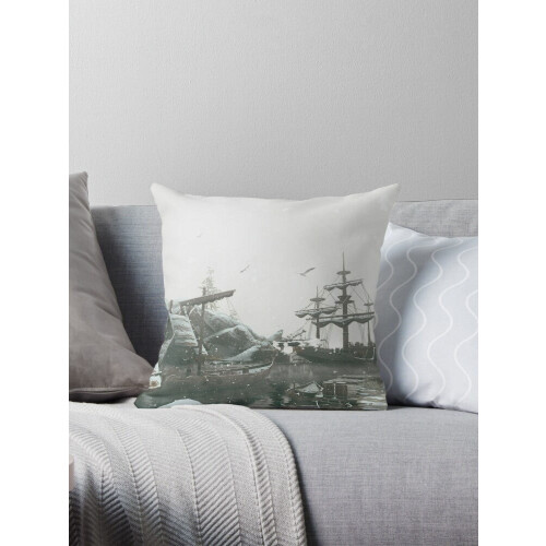 Capa de almofada de linho AIVO Winter Snow Ships