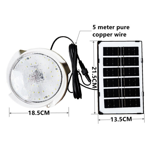 Plafoniera a LED solare con telecomando, 50 LED, IP66