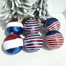 4th of July Ball Ornaments Red White Blue 3.15"