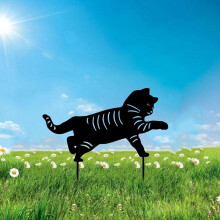 Piquet de jardin en acrylique représentant un chat noir, motif silhouette
