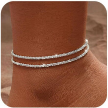 Tobillera de diamantes de imitación chapada en oro o plata para mujer,