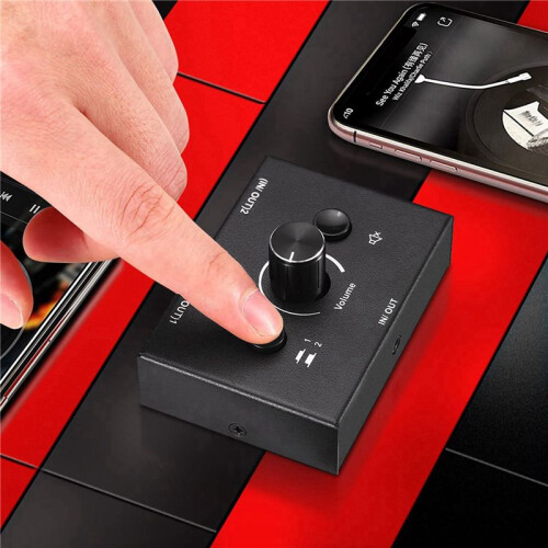 3pcs 3.5mm Audio Switcher, 2 Input 1 Output/1 Input 2 Output Audio Splitter Switcher,One-Key Mute Button 2