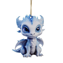 Blue & White Porcelain Dragon Acrylic Pendant 2D