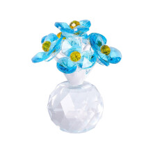 Crystal Glass Flower Figurine Bouquet Lake Blue