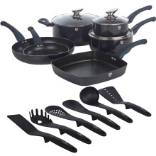 15 Pc Blaumann Cookware Frying Grill Pots Saucepan Soft Touch Handle & Tools Set