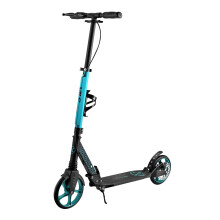 Patinete turquesa, altura ajustable, diseño plegable