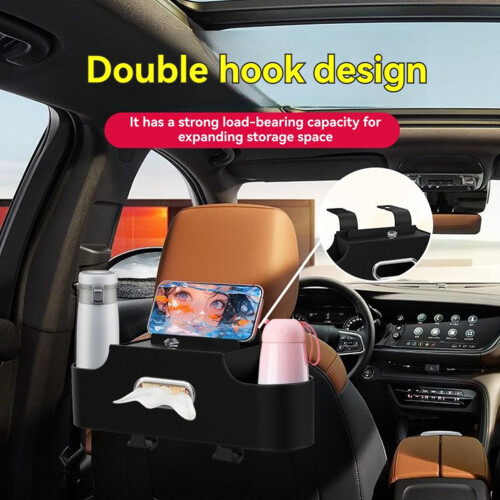 Car Universal Cup Holder Storage Box Multifunctional  Back High-Capacity Storage Rack Car Interior Accessories Red 2
