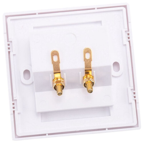 SODIAL(R)Wall Socket Connection Port with 2 Jack Speaker White 2