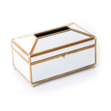 Luxe Europese Stijl Praktische Spiegel Glazen Tissue Doos Waterdichte Papieren Handdoek Houder Kaptafel Lade Home Decor - M