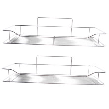 2X Stainless Steel Bathroom Storage Shelf Punch-Free Kitchen Bathroom Toilet Wall Hanging Storage Rack Large