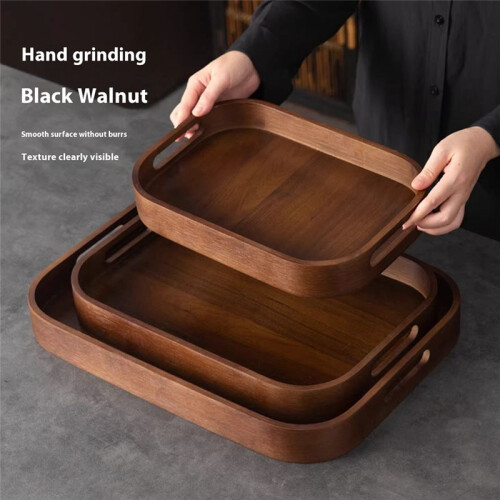Tea Tray Home Small Tray Tea Cup Tea Tray Tea Set Storage Plate Solid Bamboo Tea Plate M 2