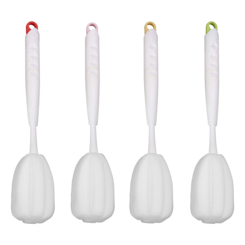 Ergonomic Handle Sponge Scrubber And Straw Cleaner Cleaning-Red 1