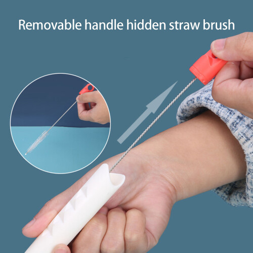Ergonomic Handle Sponge Scrubber And Straw Cleaner Cleaning-Red 2