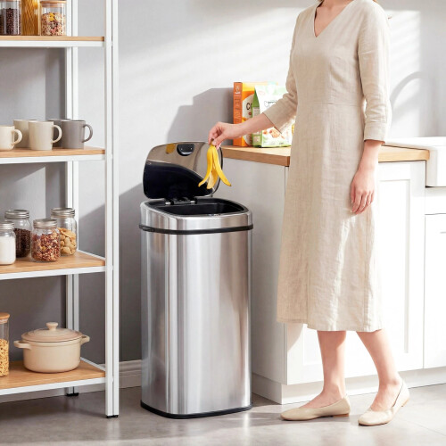 68L Sensor Dustbin Stainless Steel Automatic Kitchen Waste Bin Silver 2