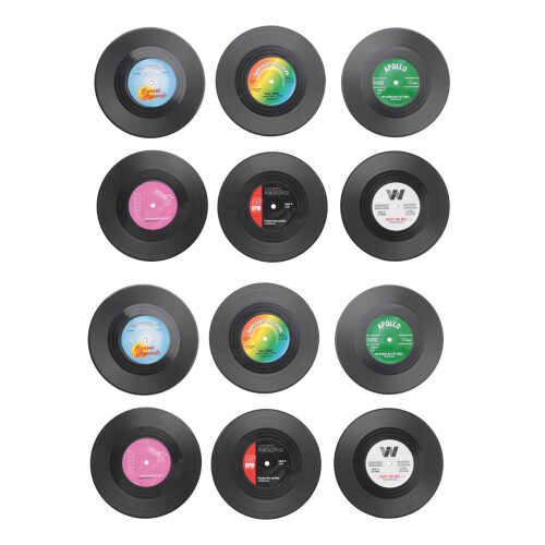 12Pieces / Set  Retro Vinyl Disc Drink Coasters