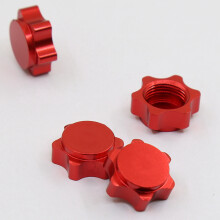 8Pcs Aluminum Wheel Hub Cover Anti-Dust Cover 17mm Hex Nut for 1/8 RC Car,Red & Black