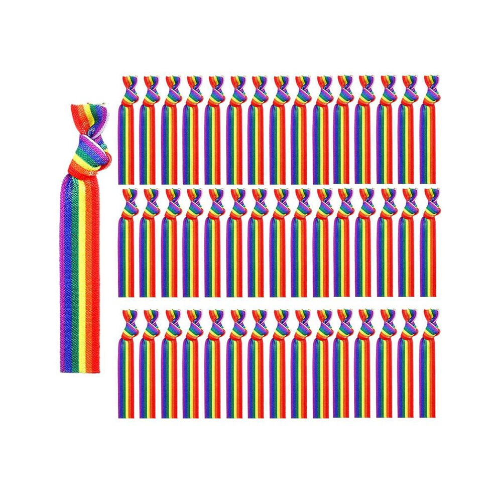 200Pcs Pride Month Unisex Rainbow Bandana Gay Pride Handkerchief Wristband Wrist Band 4711573735102