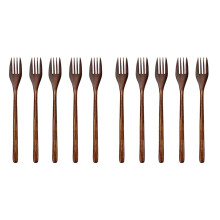 Forchette in legno, 10 pezzi Eco-friendly giapponese insalata di legno cena forcella stoviglie (10 pezzi senza forchetta in legno corda)