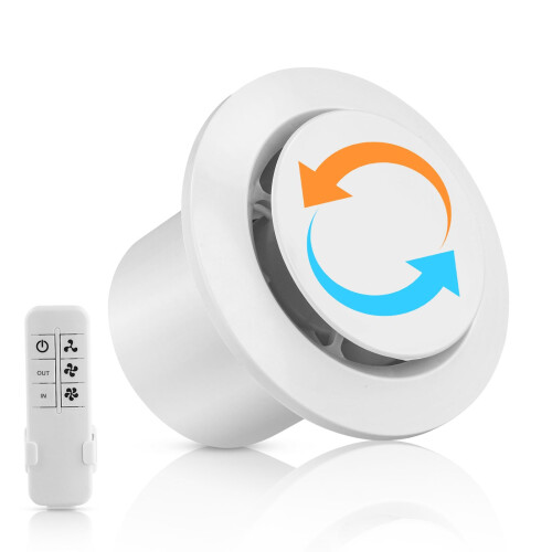 100mm Reversible Extractor Fan with Remote Control,2W 130m³/h