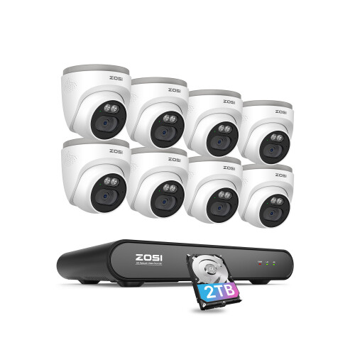 ZOSI 8CH 8PCS POE CCTV Camera System 4MP For Home