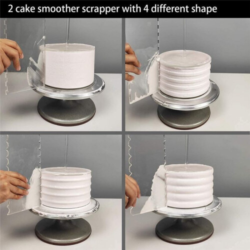 Acrylic Round Cake Disk Set,Acrylic Cake Discs Set,Comb Scrapers,Dowel Rods,Icing Scraper,Acrylic Scraper Smoother 1