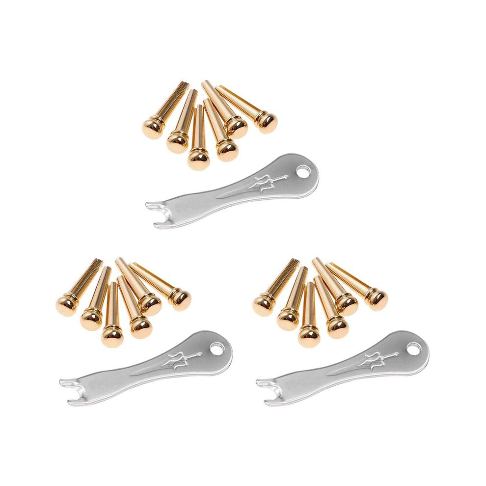 Guitar Bridge Pins 18Pcs Brass Endpin For Acoustic Guitar With Guitar Bridge Pin Puller 4711459408922