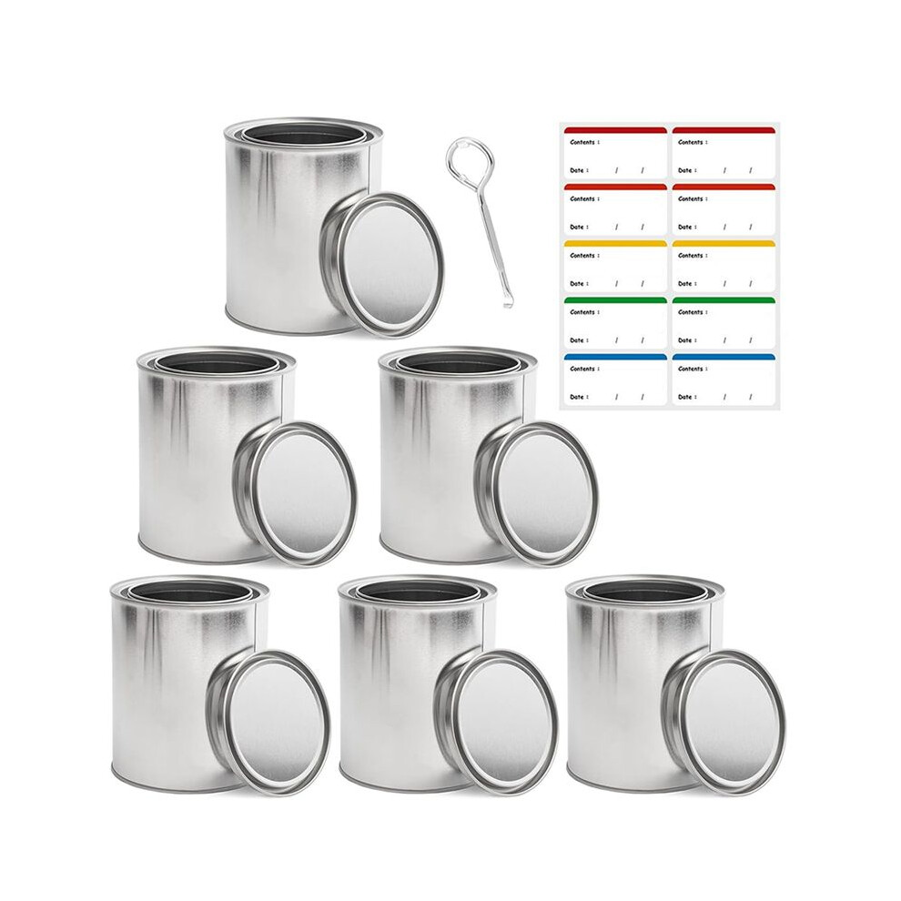 Empty Paint Cans With Lids 1 Quart Paint Storage Containers 6 Pieces Metal Can Buckets For Preserving Paint With Bottle 4711852841135