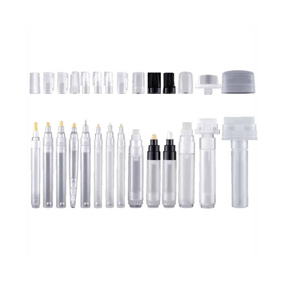Set Of 14 Fillable Blank Paint Touch Pen Markers Refillable Paint Pen Clear Empty Markers Empty Paint Tube 6033107962678