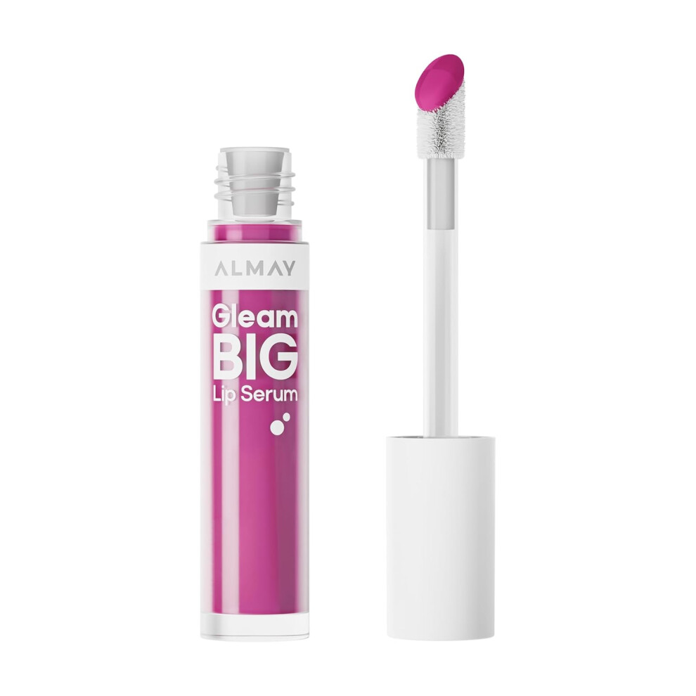 Almay Gleam Big Lip Serum, Hydrating And Moisturizing, Hypoallergenic Lip Gloss, Non-Sticky, 400 Berry Excited, 0.13 Fl Oz (Berry Excited)