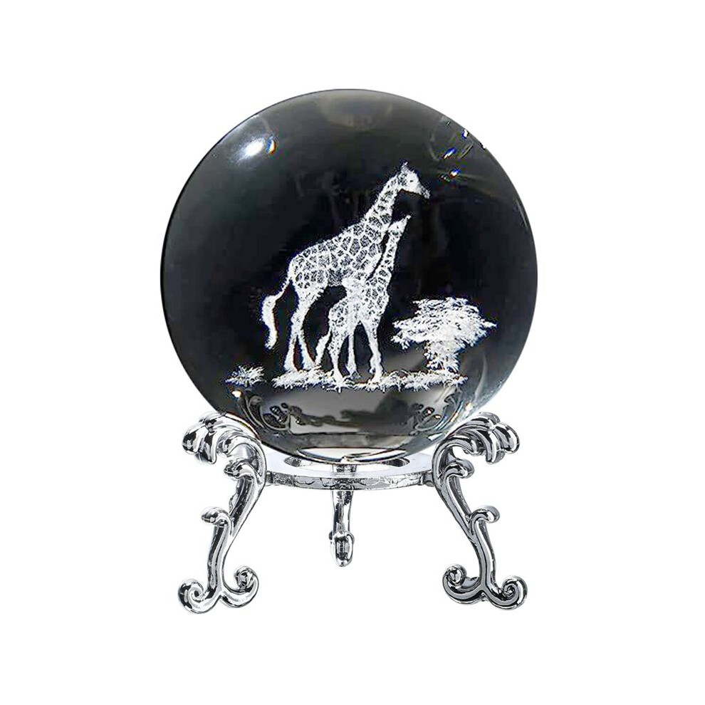 3D Laser Engraved Starry Crystal Decorative Figurine 60Mm Glass Sphere Paperweight With Stand Art Decor Crafts B Silver 6033107931643