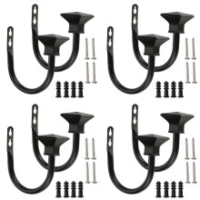 Set of 8 Square Metal Decorative Curtain Hold Backs, Wall Mounted Window Drapery Tiebacks Black