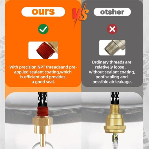 Conector de Plugue de Válvula de Drenagem de Tanque de Ar 5PCS com Cabo de 60 Polegadas, Cabo de Válvula de Drenagem de Compressor de Ar para 2