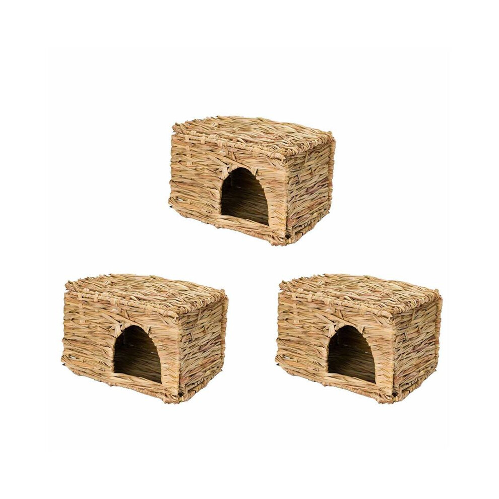 3X Natural Grass Toy, Hand Woven Rabbit Guinea Pig Chinchilla Ferret Folding Straw Grass House 4712859895183