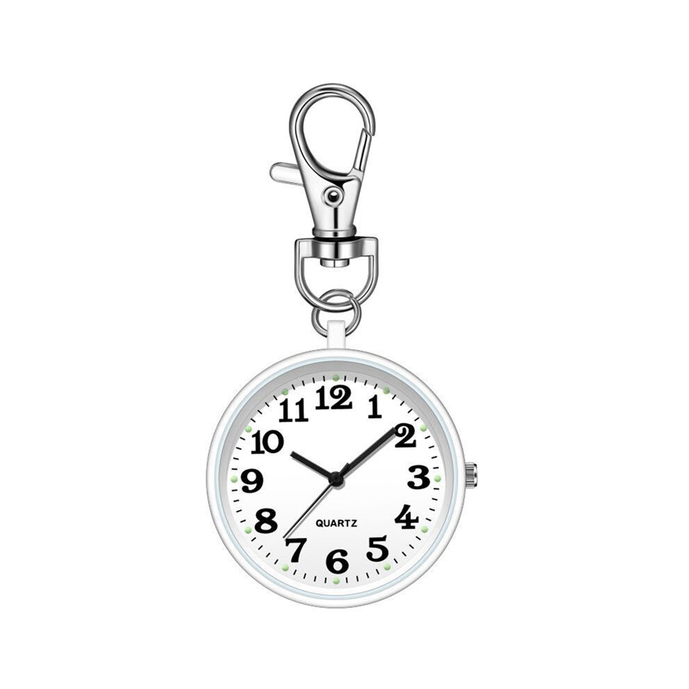 Clip Pocket Watch Quartz Pocket Watch With Key Buckle Hanging Digital Watch Clip For Nurses Doctors + White 4711072795454