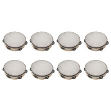 8X 6 Inches Early Education Teaching Aids Hand Tambourine Children Percussion Tambourine Dance Hand Drum with 4 Bells
