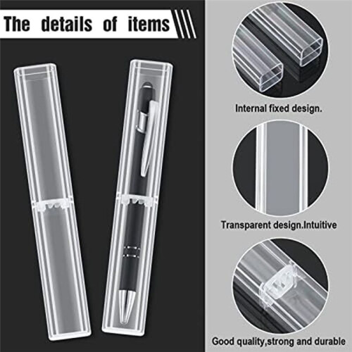 Plastic Clear Acrylic Pen Case, Gift Empty Pencil Boxes Plastic Pen Storage Transparent Plastic Pencil Boxes (40 Pieces) 1