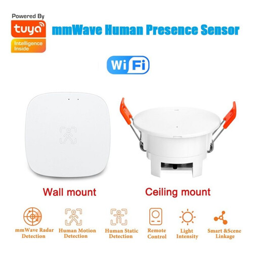 Tuya WiFi mmWave Human Presence Sensor with Luminance MicroWave  Detection PIR Motion Sensor Wall Mount 1