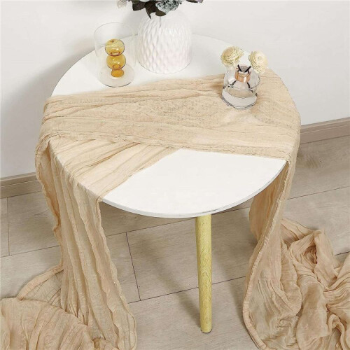 Cheesecloth Table Runner Boho Gauze Cheese Cloth Table Runner Rustic Sheer Runner Long for Wedding Beige 4Pcs 1