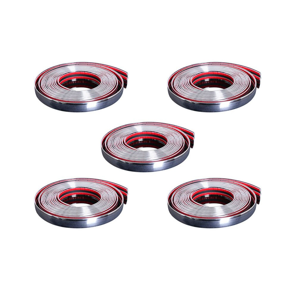 5Pcs 20Mm 5M Chrome Car Styling Moulding Strip Trim Self Adhesive Crash Protector Van 4712881154913
