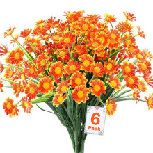 Marguerites artificielles Chrysanthèmes Orange Lot de 6 Résistant à la décoloration
