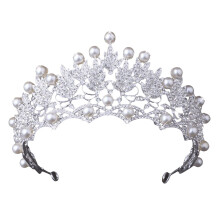 Corona per capelli con perle e strass per matrimonio, bianca, taglia unica