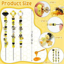 Attrape-Lumière D'Abeille, Piquets Décoratifs de Jardin, Bâton de Fée, Décoration Perlée DIY avec Pendentif, Fournitures de Jardin A