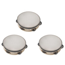 3X 6 Inches Early Education Teaching Aids Hand Tambourine Children Percussion Tambourine Dance Hand Drum with 4 Bells