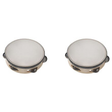 2 Pcs 6 Inches Early Education Teaching Aids Hand Tambourine Children Percussion Tambourine Dance Hand Drum with 4 Bells