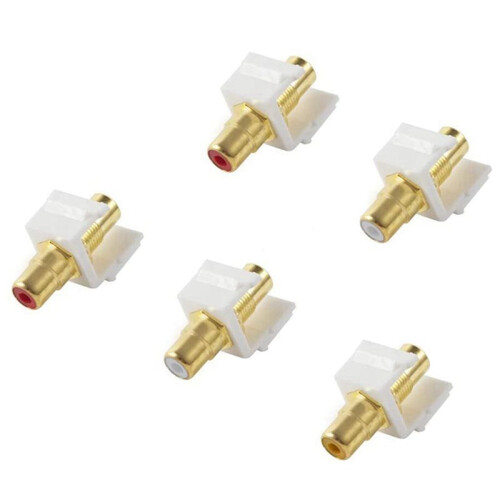 15-Pack RCA  Jack Insert Connector Socket Female Snap in Adapter Port Gold Plated Inline Coupler for Wall Plate 2