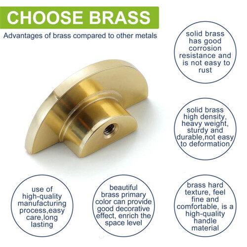 5Pack Solid Brass Cabinet Knobs, Semicircle Drawer Knobs, Hammered Dresser Drawer Pulls Handles Furniture Hardware 2