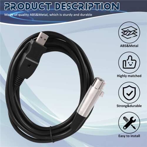 USB Stecker auf XLR Buchse Mikrofon USB MIC Link Kabel Neu 1