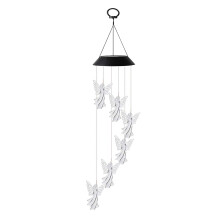 Aurinkokäyttöinen kissan tuulikello värikkäillä LED-valoilla
