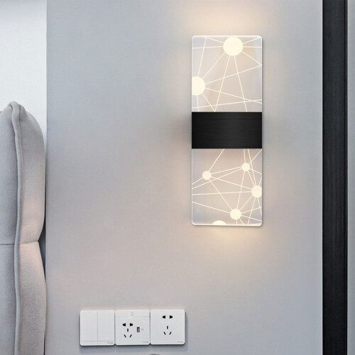 Applique murale LED acrylique or noir 27 cm