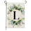 Monogramm-Gartenflagge mit Blumenmuster, rustikales Leinen, doppelseitig 1